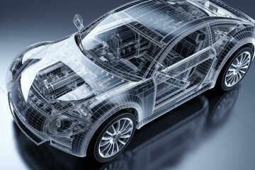Fototapeta na wymiar Auto Entwicklung - CAD-Darstellung. Generative AI