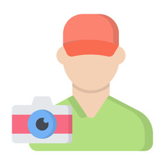 Camera Man Flat Icon