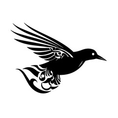 Japanese Bird Logo Monochrome Design Style
