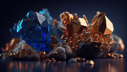 Cobalt & Copper Minerals - Generative Ai - obrazy, fototapety, plakaty