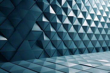 3D, Futuristic Wall background with tiles. Concrete, tile Wallpaper with Polished, Triangular blocks. 3D Render. Generative AI