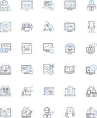 Strategy and planning line icons collection. Analysis, Blueprint, Brainstorming, Decision-making, Forecasting, Innovation, Intelligence vector and linear illustration. Management,Mitigation