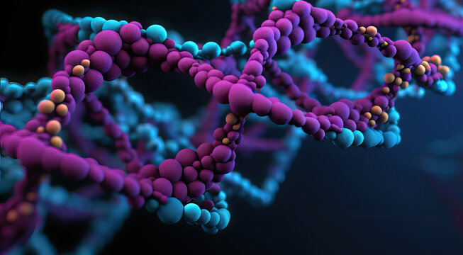 Abstrakte Darstellung einer DNA(deoxyribonucleic acid)-Doppelhelix (Generative AI)