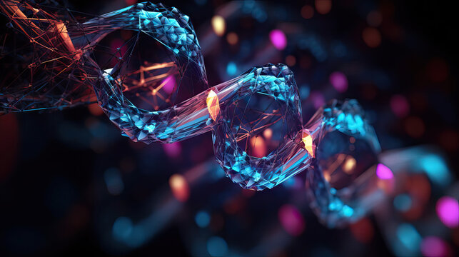 Abstrakte Darstellung einer DNA(deoxyribonucleic acid)-Doppelhelix (Generative AI)