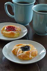 Coffee with mini Danish pastries