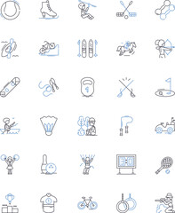 Apparatus line icons collection. Equipment, Device, Machine, Appliance, Instrument, Gear, Contraption vector and linear illustration. Gadget,System,Rig outline signs set