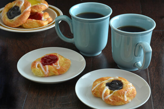 Coffee with mini Danish pastries