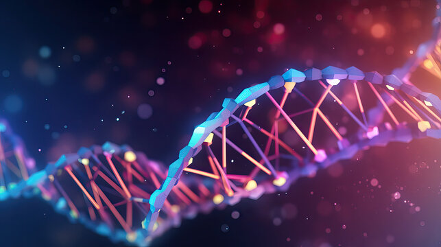 Abstrakte Darstellung einer DNA(deoxyribonucleic acid)-Doppelhelix (Generative AI)