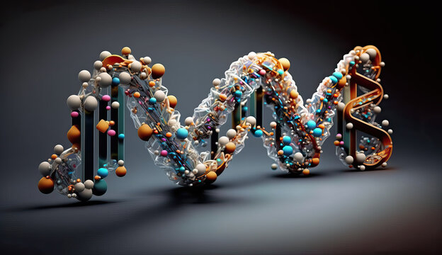 Abstrakte Darstellung einer DNA(deoxyribonucleic acid)-Doppelhelix (Generative AI)