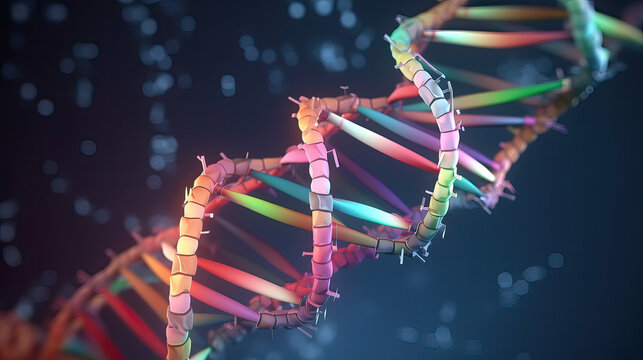 Abstrakte Darstellung einer DNA(deoxyribonucleic acid)-Doppelhelix (Generative AI)