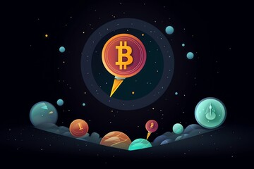 Rocket template with cryptocurrency coins. Generative AI