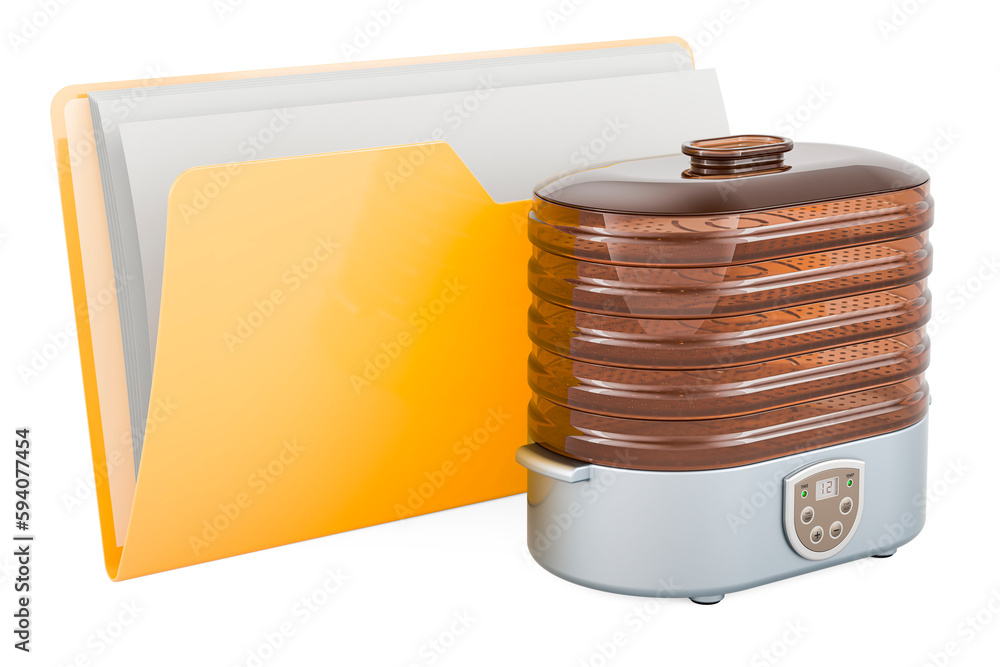 Aufkleber computer folder icon with food dehydrator, 3d rendering