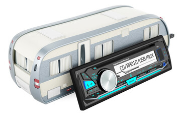Fototapeta premium Camper trailer with digital media receiver. 3D rendering