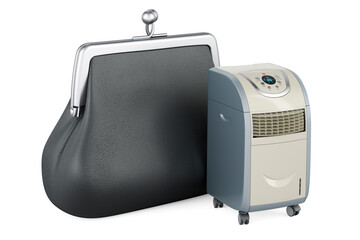 Portable air conditioner with coin purse, 3D rendering