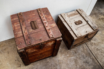 Top view of 2 closed wooden boxes