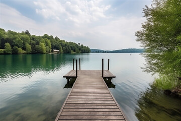 Fototapeta premium lugar maravilhoso com doca à beira do lago