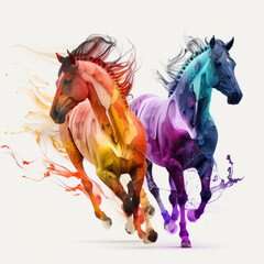 Beautiful painted horses, Generative AI