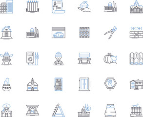 Office renovation line icons collection. Remodeling, Construction, Refurbishment, Redesign, Reconfiguration, Expansion, Upgrades vector and linear illustration. Modernization,Transformation,Makeover