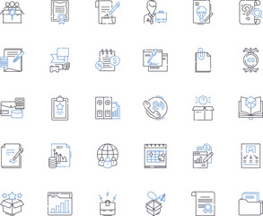 Business process line icons collection. Automation, Streamlining, Efficiency, Optimization, Workflow, Integration, Standardization vector and linear illustration. Innovation,Transformation