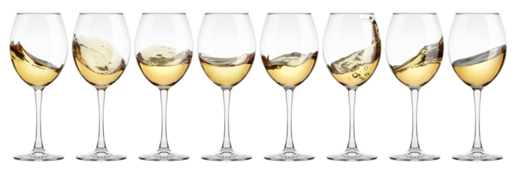 white Wine in glass isolated on white background, full depth of field