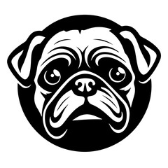 Pug Logo Monochrome Design Style
