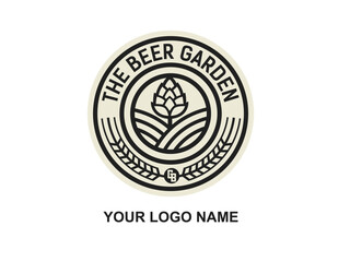 Retro Vintage Hops flower for Beer Ale Brewery logo design
