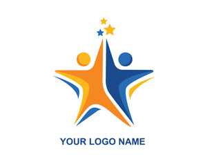 Abstract vector logo union of people in the form of stars
