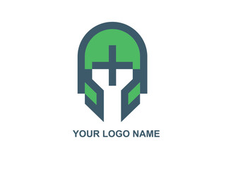 Spartan helmet logo design template, vector icon Illustration