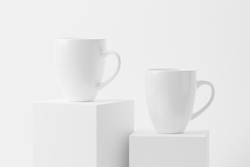 Ceramic Mug Cup For Coffee Tea White Blank 3D Rendering Mockup