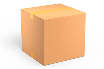 Cardboard box or carton on white background, carrying parcel and online shopping