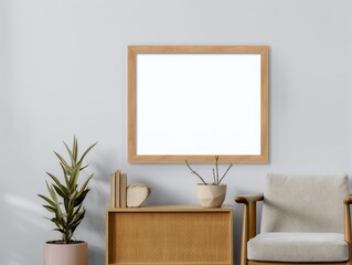 Mock up poster frame in modern interior background