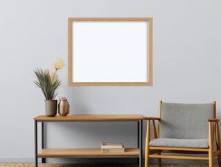 Mock up poster frame in modern interior background