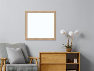 Mock up poster frame in interior background, Scandinavian style