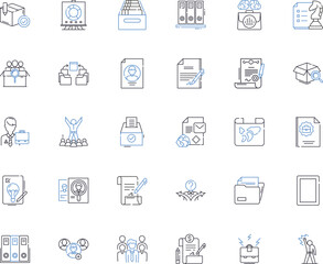 Data manipulation line icons collection. Filtering, Sorting, Aggregation, Joining, Mapping, Grouping, Extracting vector and linear illustration. Parsing,Formatting,Converting outline signs set