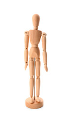Wooden decorative mannequin on white background