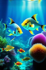 Plakat fish and coral