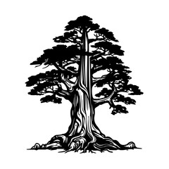 Giant Forest Tree Logo Monochrome Design Style
 - obrazy, fototapety, plakaty