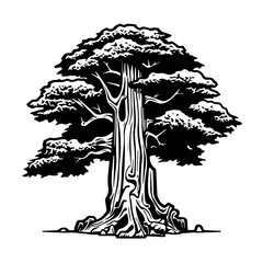 Giant Forest Tree Logo Monochrome Design Style
 - obrazy, fototapety, plakaty