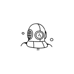 vector illustration of a doodle diving with a helmet