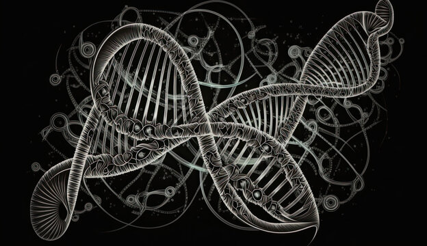Abstrakte Darstellung einer DNA(deoxyribonucleic acid)-Doppelhelix (Generative AI)
