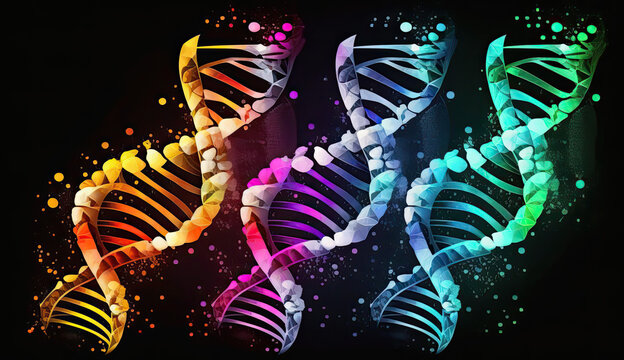 Abstrakte Darstellung einer DNA(deoxyribonucleic acid)-Doppelhelix (Generative AI)