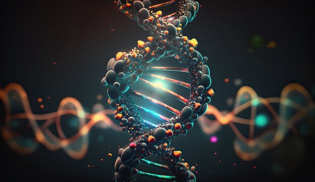 Abstrakte Darstellung einer DNA(deoxyribonucleic acid)-Doppelhelix (Generative AI)