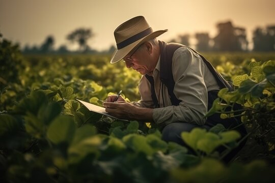 Inspector of agriculture checking the crop. Concept Farmer and field. Generative AI