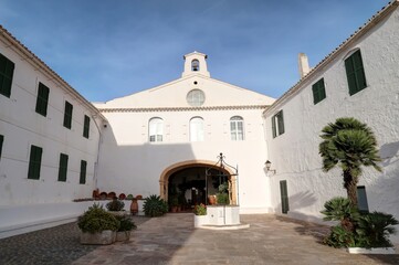 Fototapeta na wymiar abbaye et église au sommet du monte toro sur l'île de Minorque aux baléares (Espagne)