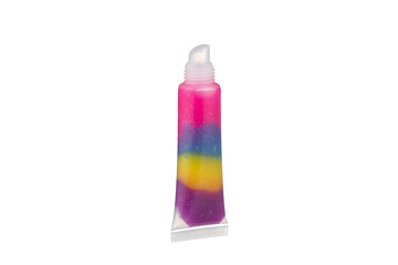 Rainbow Lip Gloss On a White Background.
Vaseline lip balm.