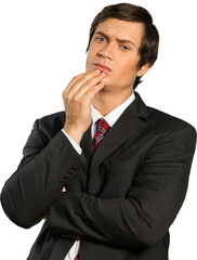 Businessman looking inquisitive