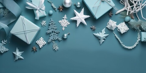 Obraz premium christmas on a blue background. Generative AI