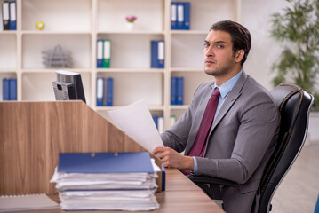 Young male employee working in the office