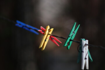clothespins and wire for drying clothes