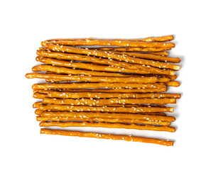 Bread Sticks, Pretzel Straws, Sesame Grissini, Pretzels Snack with Sesame Seeds, Long Rusks